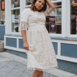 Ivory Floral Lace Dress Dress